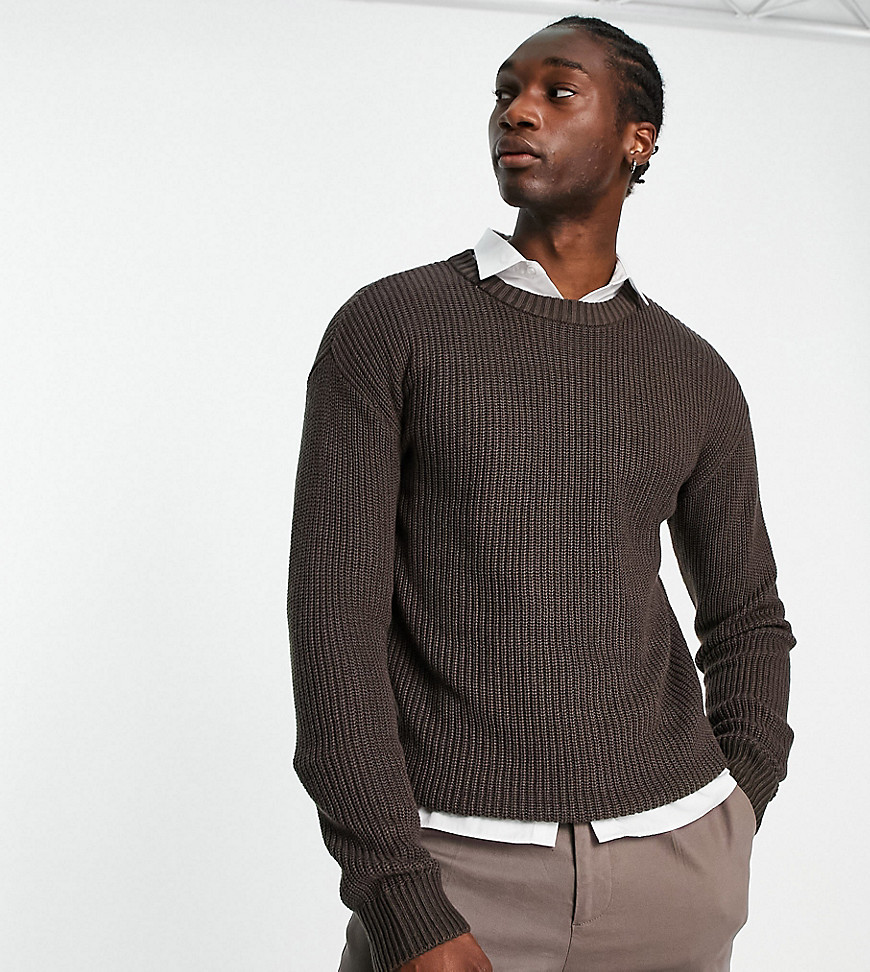 ADPT oversized ribbed sweater in chocolate-Brown