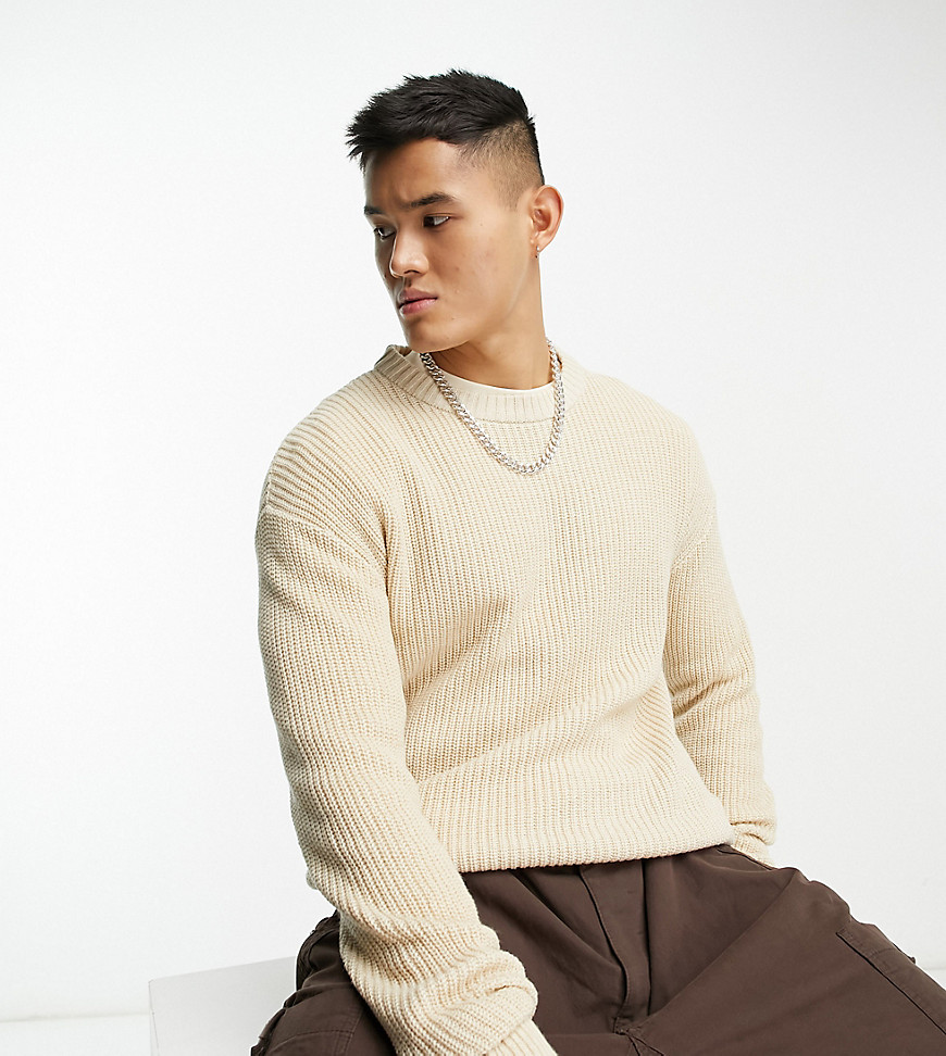 oversized ribbed sweater in oatmeal-Neutral