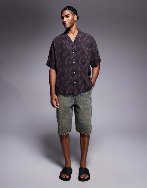 ADPT oversized shirt in brown geometric print, 4 of 4