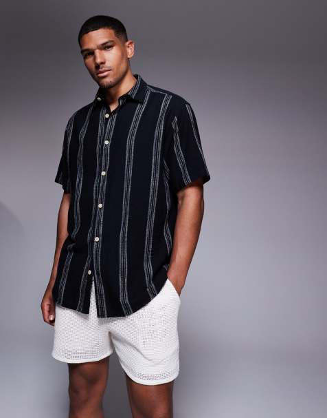 ADPT oversized short sleeve shirt in black stripe - view 1