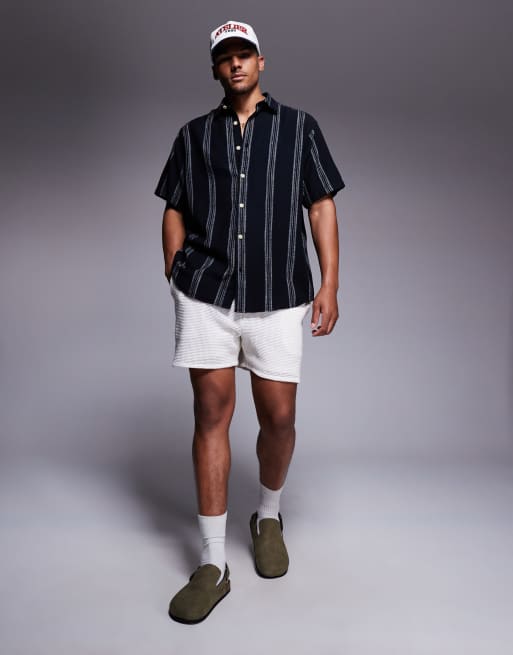 ADPT oversized short sleeve shirt in black stripes , 3 of 4