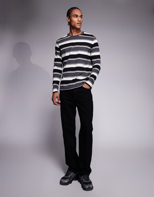 ADPT oversized stripe long sleeve t-shirt in grey, 2 of 5