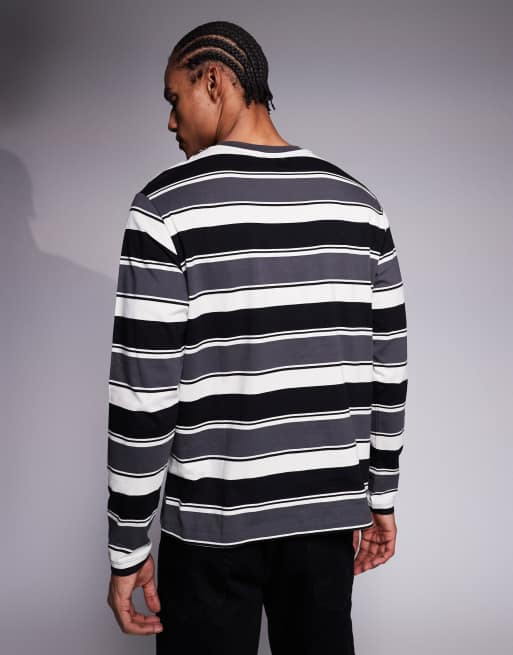 ADPT oversized stripe long sleeve t-shirt in grey, 3 of 5