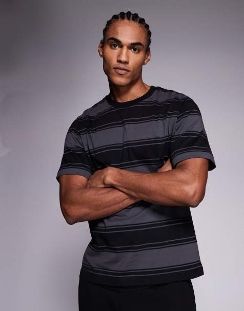 ADPT oversized stripe t-shirt in black