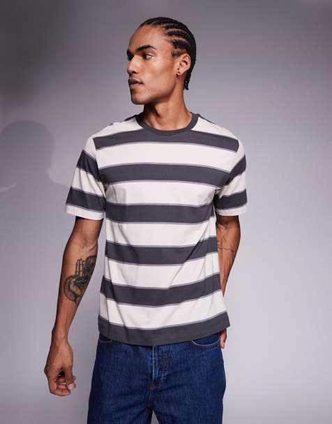 ADPT oversized stripe t-shirt in grey
