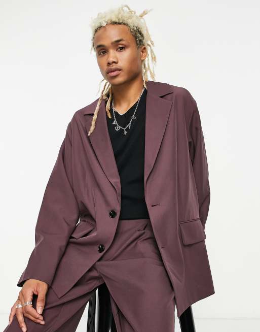 Adpt oversized suit in burgundy