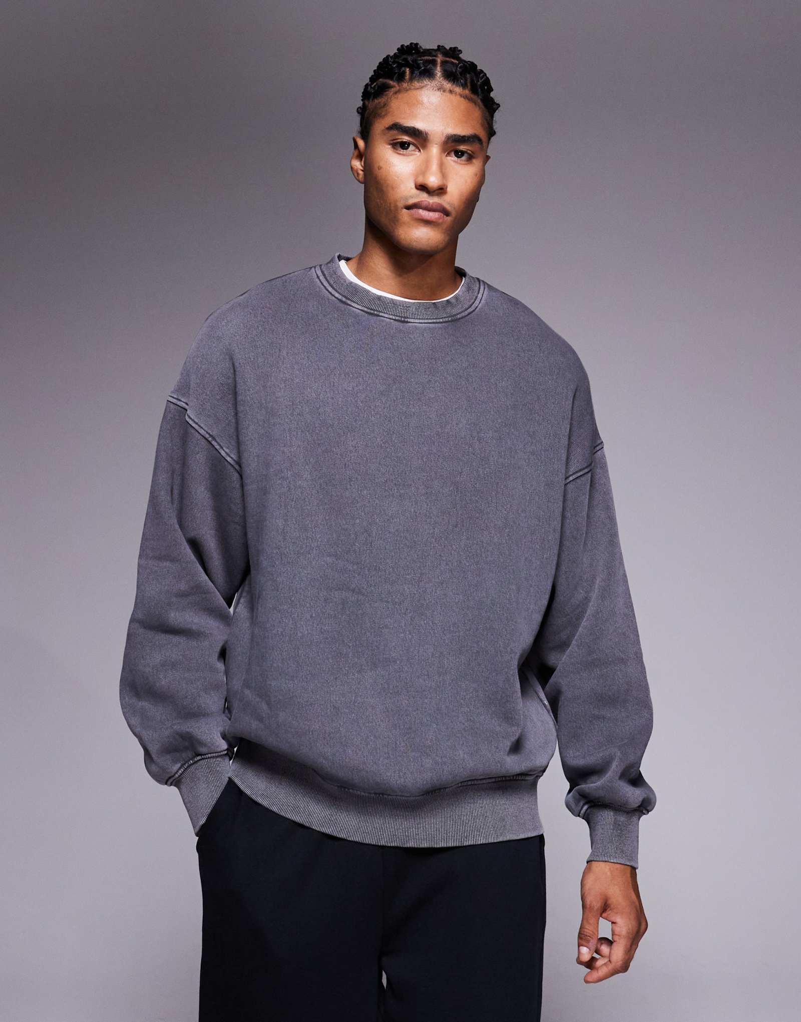 Толстовка ADPT oversize серого цвета с эффектом потертости