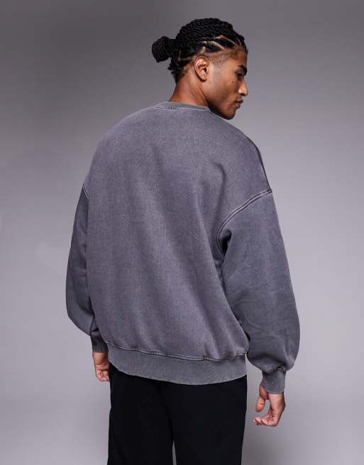 PEOPLE 1 SWEAT TOPS / ASH GRAY　XL ADPT oversized sweatshirt in washed gray | ASOS