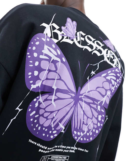 Black butterfly sweatshirt hotsell