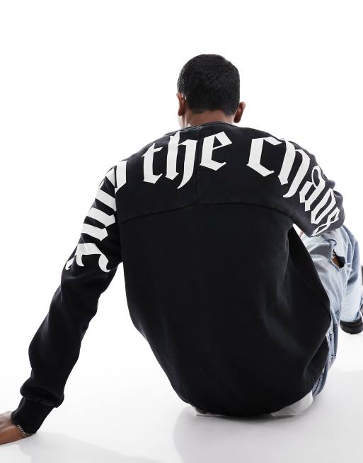 ADPT oversized sweatshirt with chaos shoulder back print in black