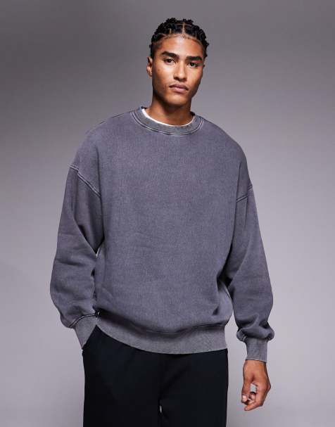 ADPT oversized sweatshirt with graphic in washed gray - view 1