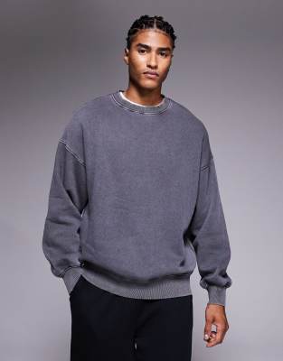 ADPT ADPT oversized sweatshirt with in washed grey
