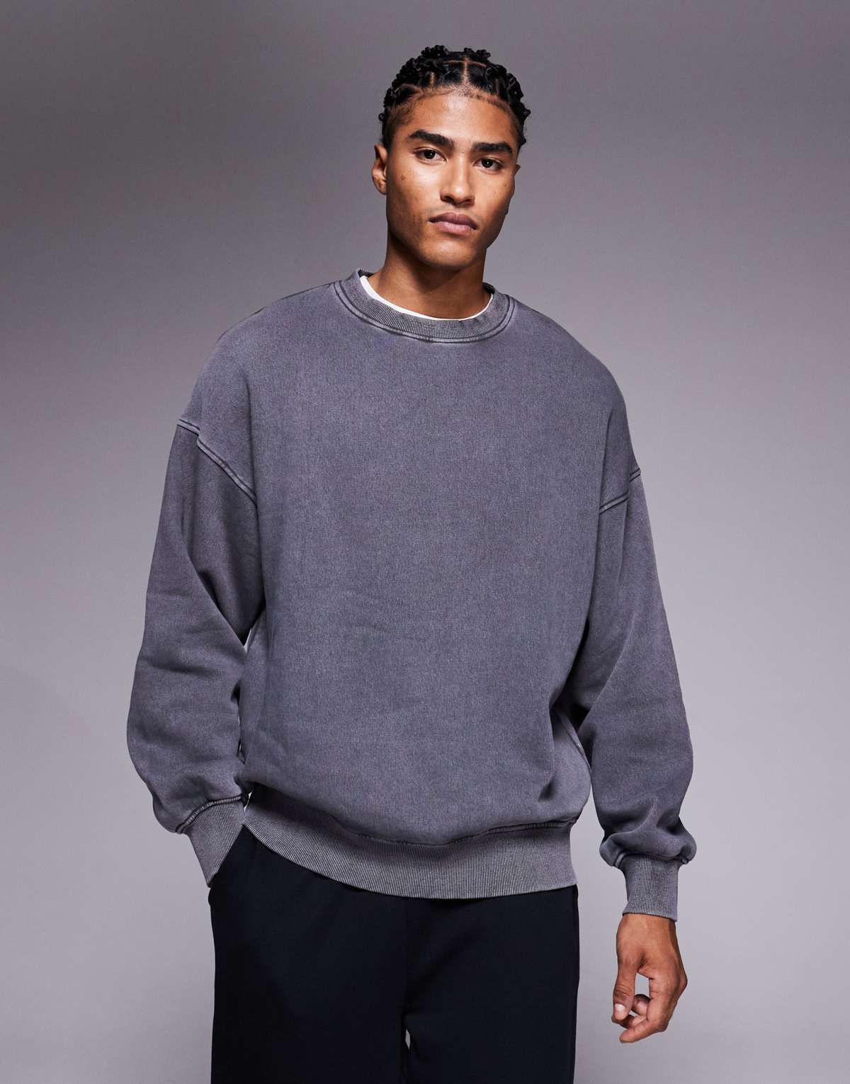 ADPT oversized sweatshirt with in washed grey