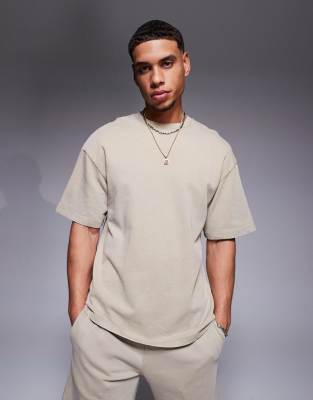 ADPT ADPT oversized t-shirt co-ord in washed brown