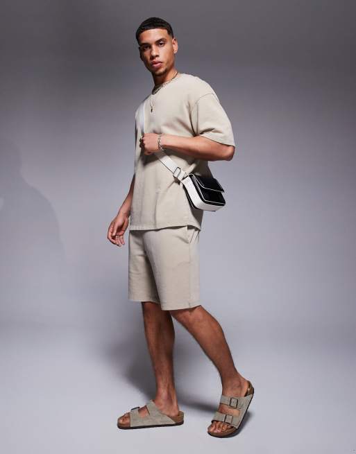 ADPT oversized t-shirt co-ord in washed brown, 3 of 4