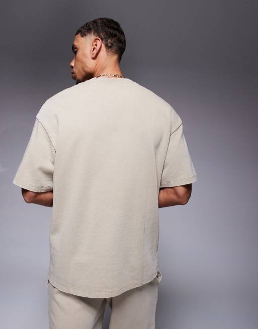 ADPT oversized t-shirt co-ord in washed brown, 4 of 4