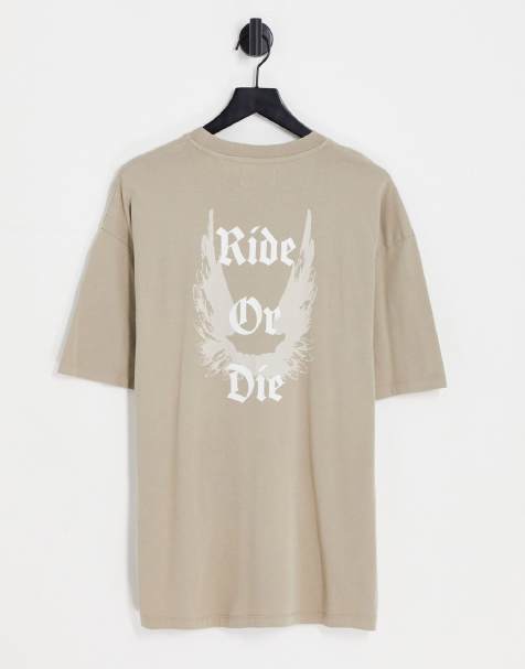 ADPT - Oversized T-shirt i beige med vingeprint bagpå - view 1