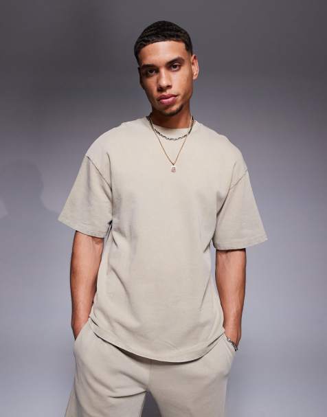 ADPT - Oversized T-shirt i vasket brun - Del af sæt - view 1