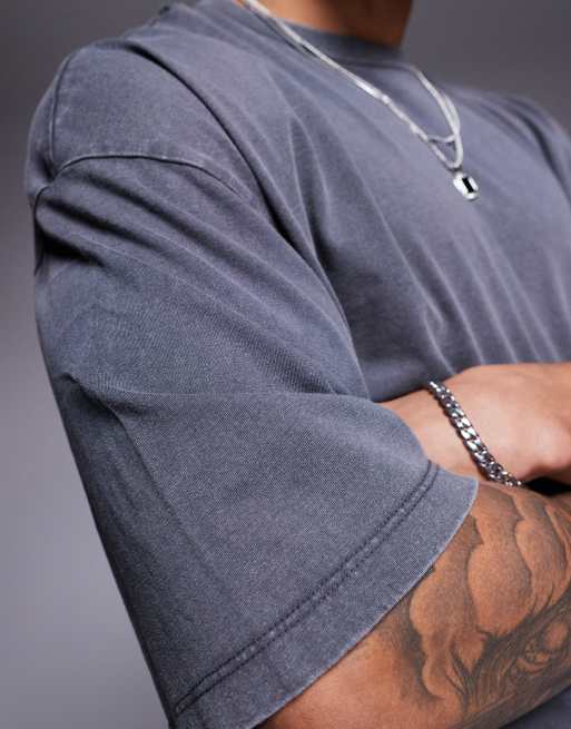 ADPT - Oversized T-shirt i vasket grå, 4 af 4