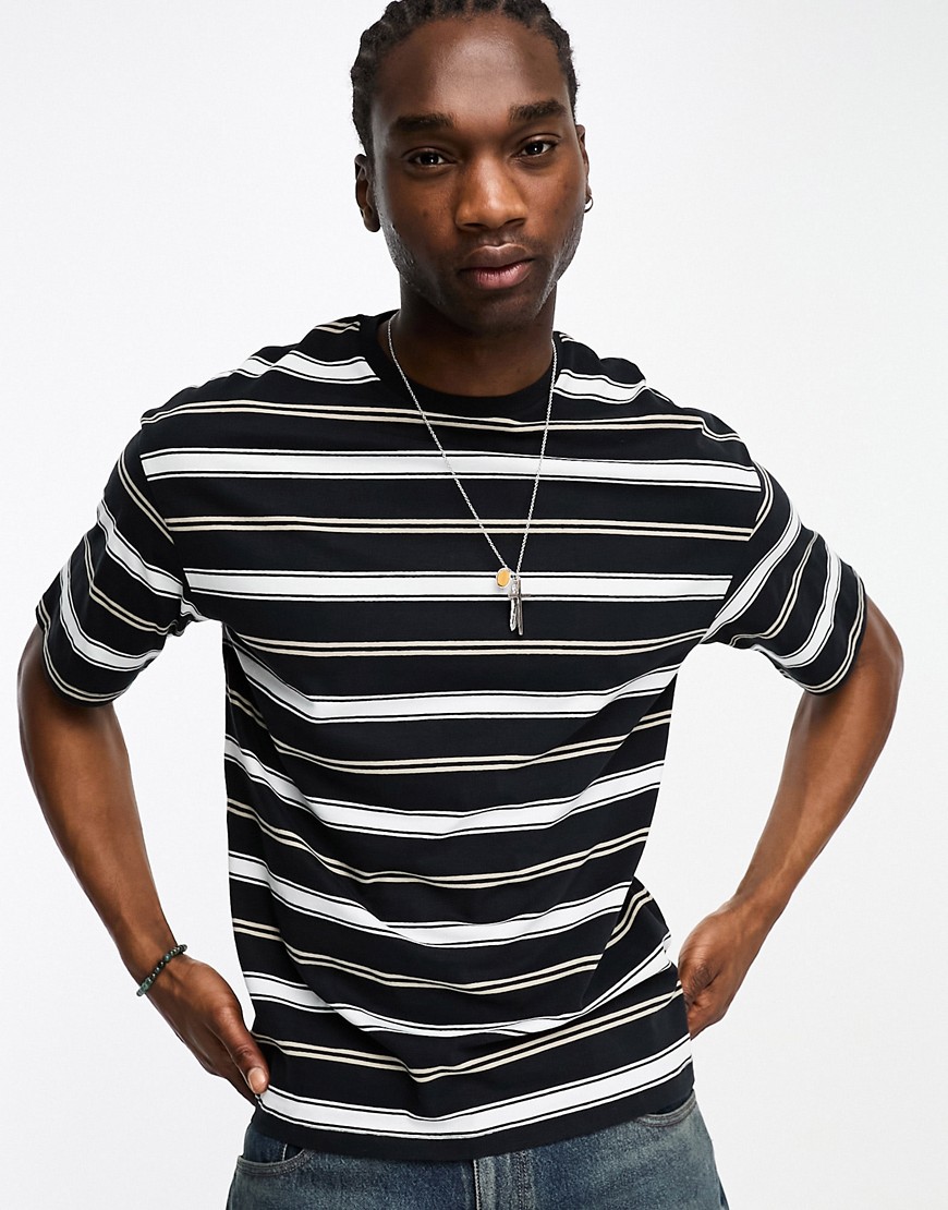 ADPT oversized t-shirt in black with vertical stripes