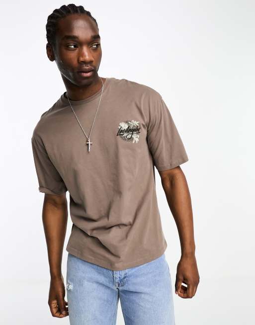 Adpt Oversized T-Shirt in Brown with Los Angeles Back Print