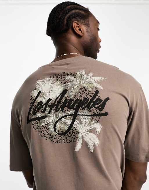 ADPT - Oversized T-shirt in bruin met Los Angeles-print op de rug