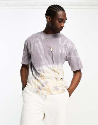 Adpt Tie Dye Stripe Oversized T-Shirt in White