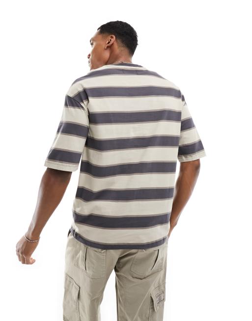 ADPT oversized T-shirt in washed beige stripe, 4 of 4