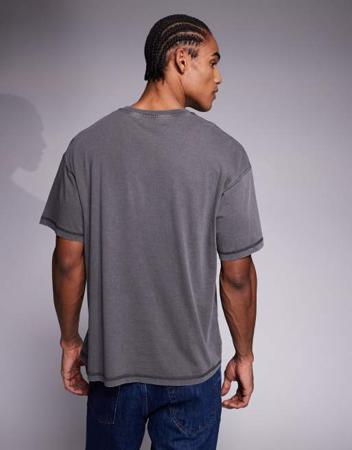 ADPT oversized t-shirt in washed grey, 3 of 5