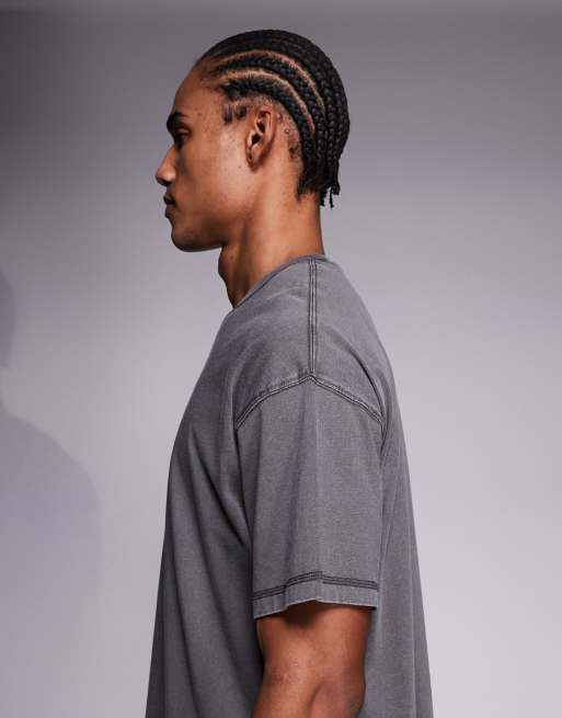 ADPT oversized t-shirt in washed grey, 4 of 5