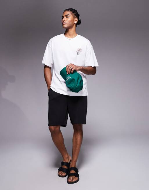 ADPT oversized T-shirt in white with flower back print
