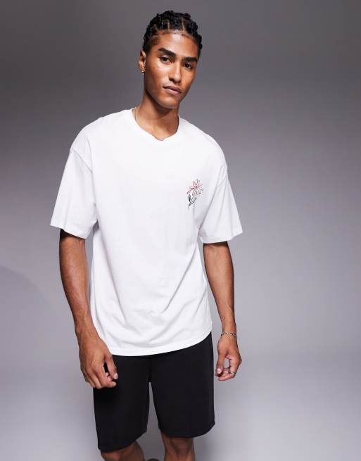 ADPT oversized T-shirt in white with flower back print