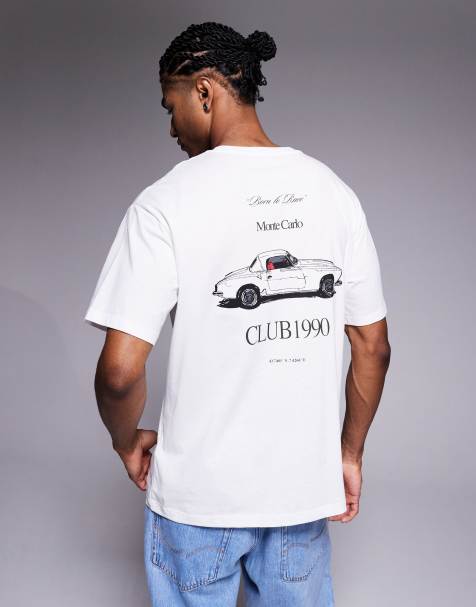 ADPT - Oversized T-shirt met auto- en 'Club'-print op de achterkant in wit - view 1