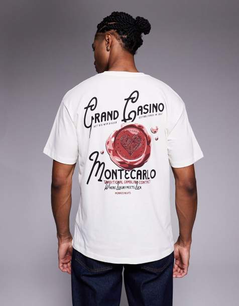 ADPT - Oversized T-shirt met lakstempelprint op de achterkant in crème - view 1