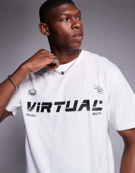 ADPT - Oversized T-shirt met print op de borst in wit - view 1