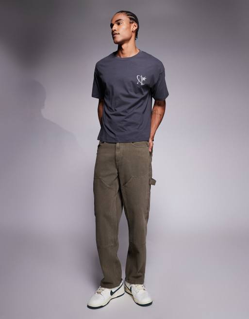 ADPT - Oversized T-shirt met sterrenprint op de achterkant in zwart met wassing, 2 van 5