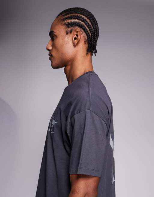 ADPT - Oversized T-shirt met sterrenprint op de achterkant in zwart met wassing, 4 van 5
