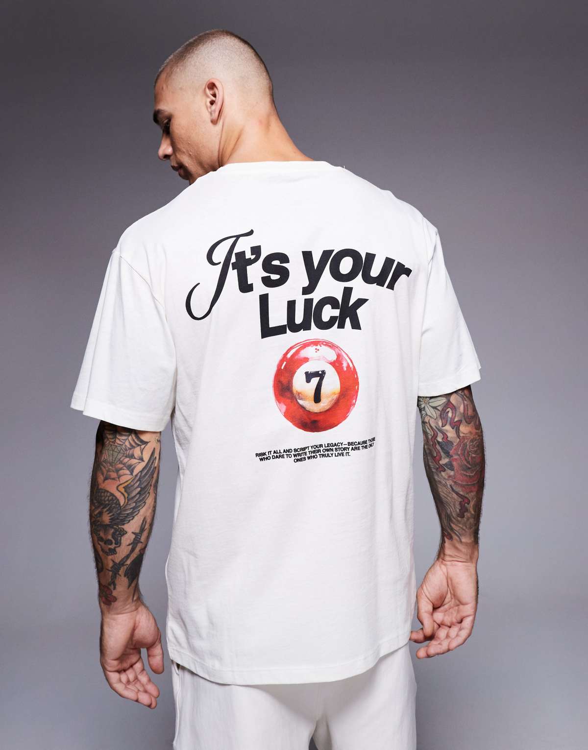 ADPT oversized t-shirt with 7ball graphic in cream