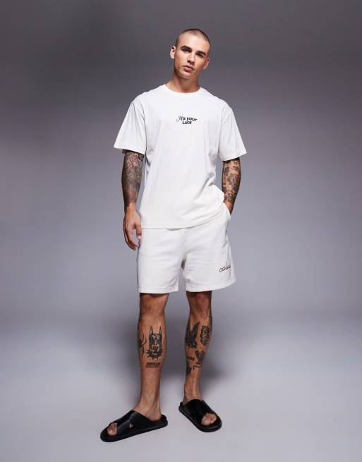 ADPT oversized T-shirt with 7ball graphic in cream