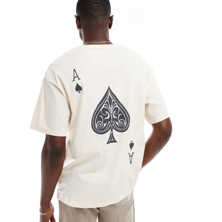 ADPT oversized t-shirt with ace of spades back print in cream | ASOS