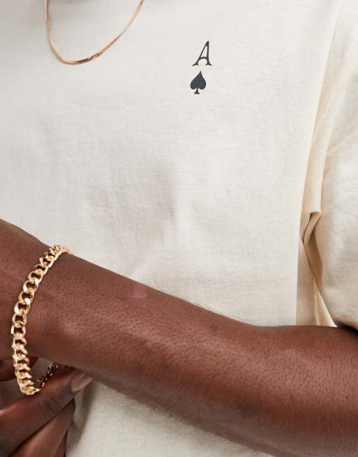 ADPT oversized T-shirt with ace of spades back print in cream
