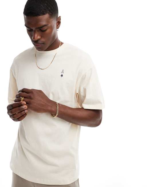 ADPT oversized T-shirt with ace of spades back print in cream