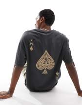 Jack & Jones t-shirt with celestial back print in beige