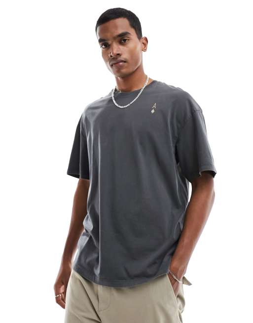 ADPT oversized T-shirt with ace of spades back print in washed gray 