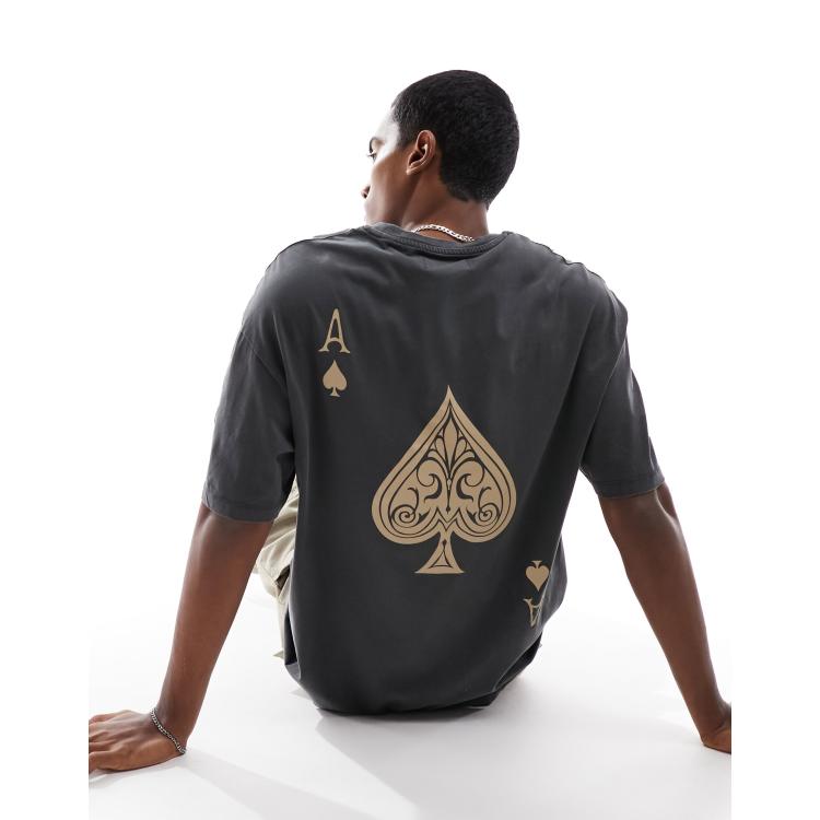 ADPT oversized t-shirt with ace of spades back print in washed