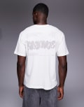 [ADPT] ADPT oversized t-shirt with alliance back print in cream-White XL Egret