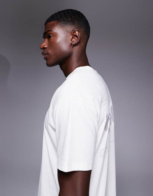 ADPT oversized T-shirt with Alliance back print in cream, 4 of 5