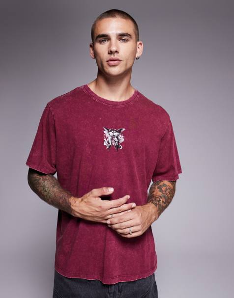 ADPT oversized t-shirt with back graphic in burgundy - view 1