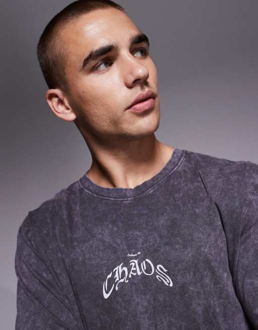 ADPT oversized T-shirt with back print in washed gray