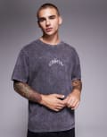 [ADPT] ADPT oversized t-shirt with back print in washed grey XL Asphalt